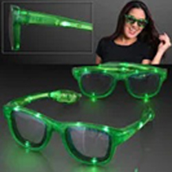 Green LightUp Flashing LED Sunglasses