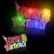 HAPPY BIRTHDAY Flashing LED Light Up Blinky Pin  (Military Clasp Pin)