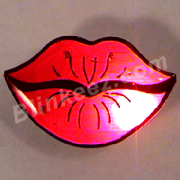 Flashing Kissy Lips LED Blinky Pin