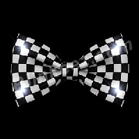 BLACK & WHITE CHECKERED 80s Flashing Bow Tie