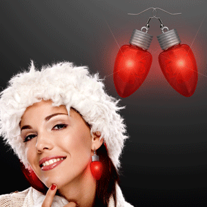 Red Led Flashing Light Bulb Christmas Up Earrings Red Led Flashing Light Bulb Christmas Up Earrings