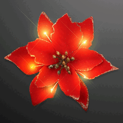 Christmas Poinsettia Sparkling Flower LED Hair Clip & Pin