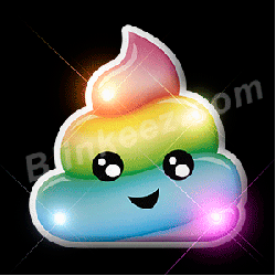 EMOJI "Unicorn" Rainbow Sparkling LED Light Up Blinky Pins