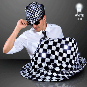 black and white checkered hat