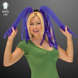 PURPLE Flashing Noodle Headband w/WHITE LEDs & Purple Ribbons