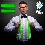 GREEN Light Up LED Flashing Suspenders