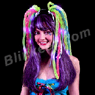 NEON RAVE Flashing Noodle Headband w/PURPLE LEDs & Multicolor Ribbons <img src=graphics/00000001/sfn