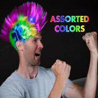 Punk Rock LightUp Mohawk Hat Wig w/MultiColor Flashing LEDs