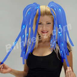 Blue Flashing Noodle Headband w/ LEDs & Blue Ribbons