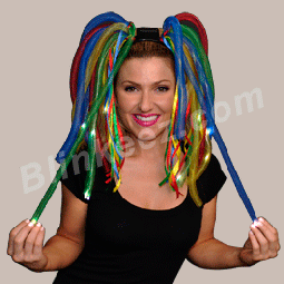 Flashing Rainbow Noodle Headband with LEDs & Multicolor Ribbons