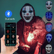 SHINING MASK Halloween LED Mask App Controlled Programmable Halloween Mask, Cosplay Mask, Rave Mask