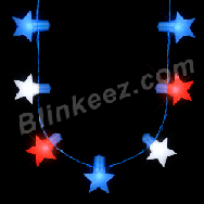 4TH OF JULY JUMBO Stars String Lights Flashing Necklace