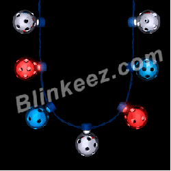 4TH OF JULY Red-White-Blue Disco Lights Party Necklace