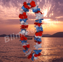 Red White & Blue 4th of July Flashing Light Up Hawaiian Lei