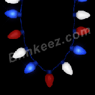 4TH OF JULY JUMBO Bulb Light Strand Flashing Necklace