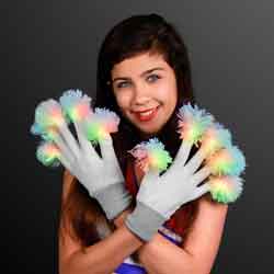 Flashing LED WHITE BOOM Mitts - Multicolor LEDs