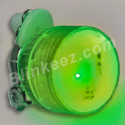 Blue / Green LED Clip On Pins Blinking Flashing Earrings