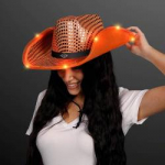 Electrifying ORANGE Light Up Cowboy Hat