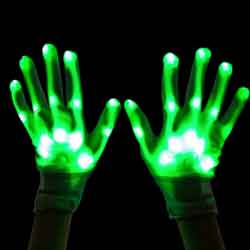 Light Up XO Xbone LED Gloves - All GREEN LEDS