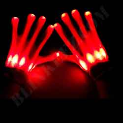 Fire Red Light Up XO Xbone LED Gloves - All RED LEDS