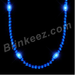 Electric BLUE LED Mardi Gras Light Up Beaded Necklace