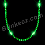 GREEN Glow LED Mardi Gras Light Up Beaded Necklace