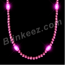 PINK Pizzazz LED Mardi Gras Light Up Beaded Necklace