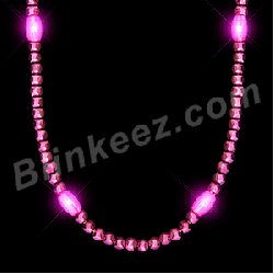 PINK Pizzazz LED Mardi Gras Light Up Beaded Necklace