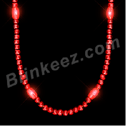 Rocking RED LED Mardi Gras Light Up Beaded Necklace
