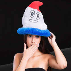 PATRIOTIC 4TH OF JULY RED, WHITE, BLUE LED EMOJI POOP HAT <img src=graphics/00000001/sfnt/OOS-tn.jpg