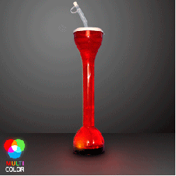 17OZ RED LED Flashing Light Up Yard Glass (13" Tall)