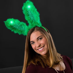 St. Pattys Day Green Light Up Bunny Ears