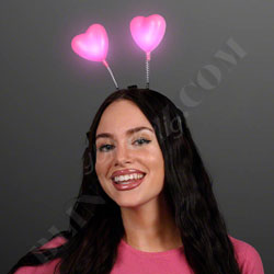 Flashing Light Up Love Hearts Head Boppers