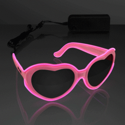 Pink Heart EL Wire Glowing Sunglasses