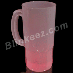 Flashing LightUp Tall Frosted Beer Stein with Multicolor LEDs
