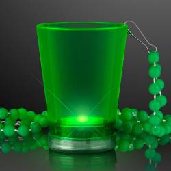 Flashing GREEN Shot Glass with Blinking LEDs (Push-Button)