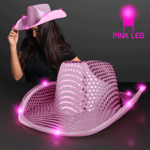 Pink Light Up LED Sequin Cowboy Hat