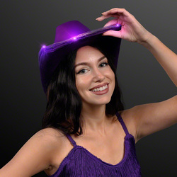 PURPLE Cowboy Hat with Flashing Purple LED Brim
