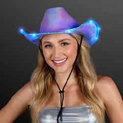 PURPLE BLUE Iridescent Light Up Cowgirl Hat