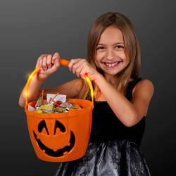 LED Pumpkin Trick-Or-Treat Halloween Candy Bucket