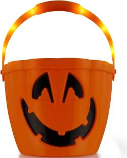 LED Pumpkin Trick-Or-Treat Halloween Candy Bucket